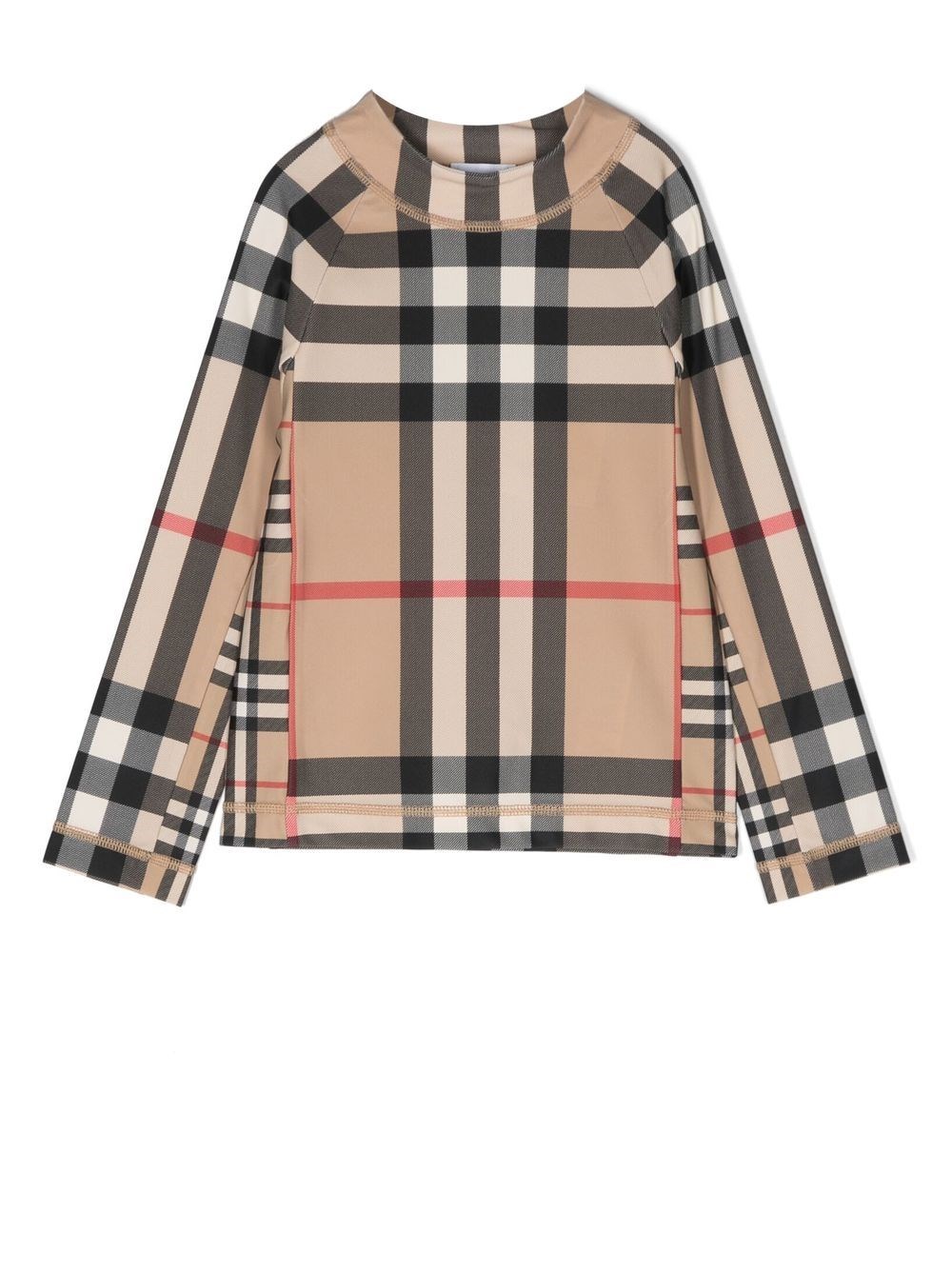 Burberry Baby Beige Check Swim Shirt In White