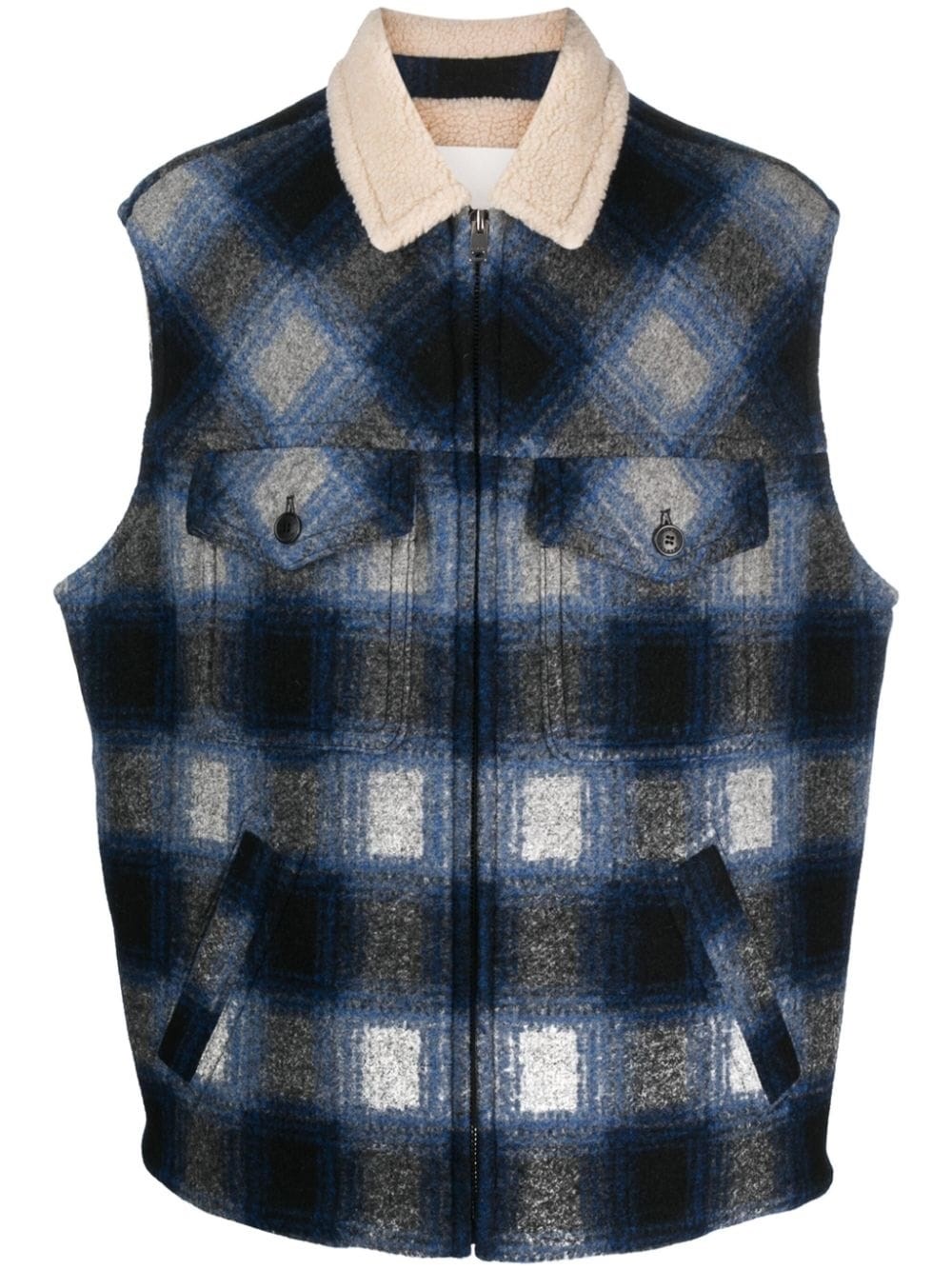 Shop Isabel Marant Gilet Misto Lana Multicolor In Blu