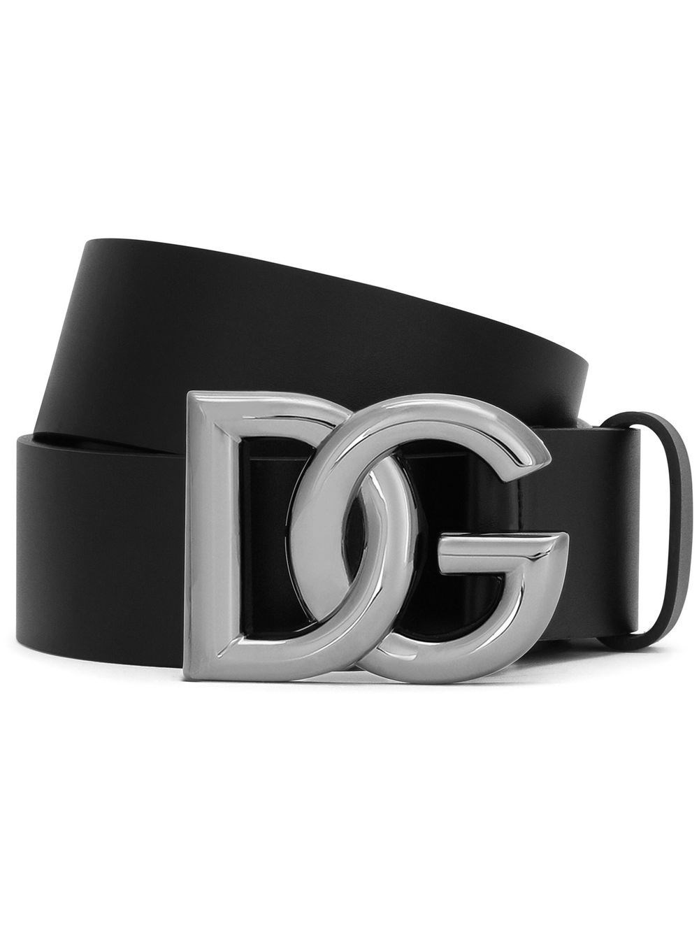 Dolce & Gabbana Calf Leather Logo-buckle Belt In Black