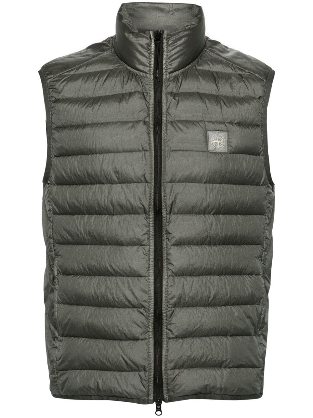 Stone Island Compass-patch Quilted Gilet In Green