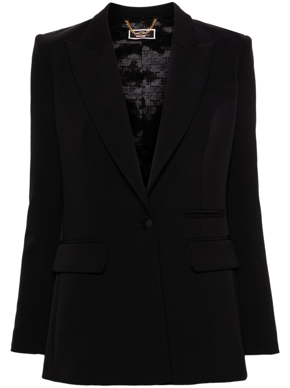 Elisabetta Franchi Single-breasted Crepe Blazer In Black