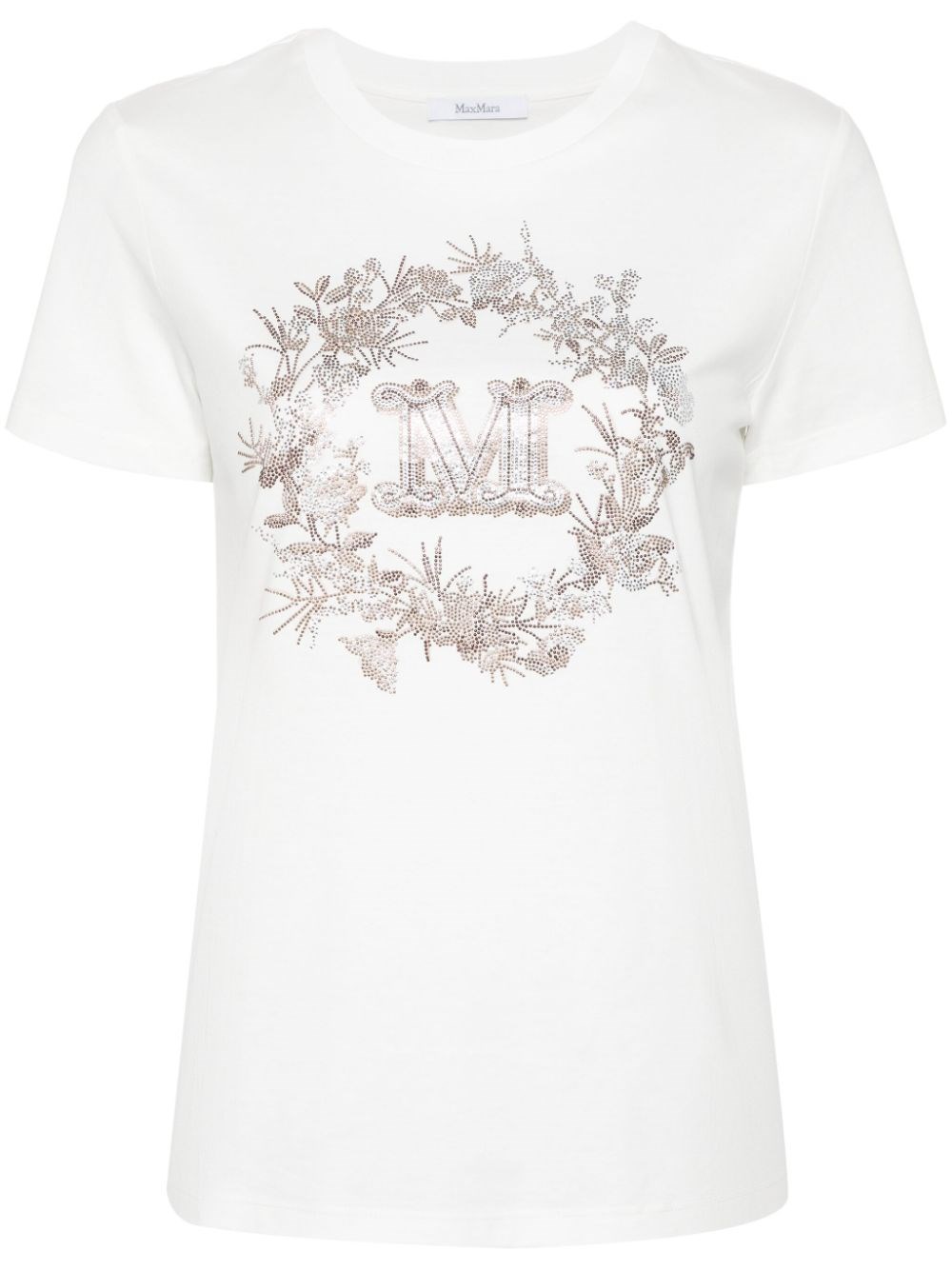 Max Mara T-shirt In Cotone Con Taschino Ricamato In White