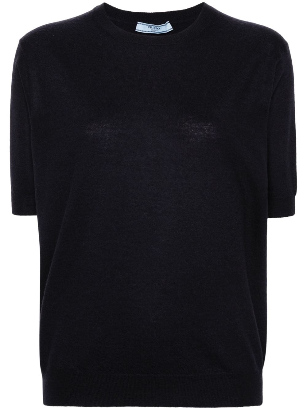 Prada Back Keyhole Knitwear Round Neck Short Sleeves In Blue