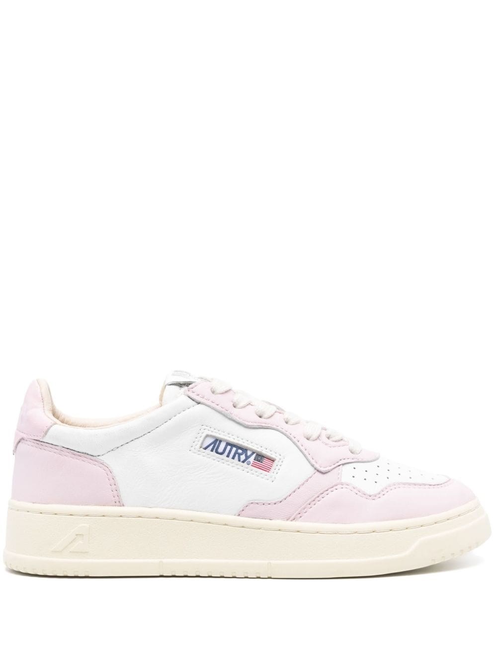 AUTRY Sneakers Medalist Low In Pelle Bicolore Bianco E Rosa