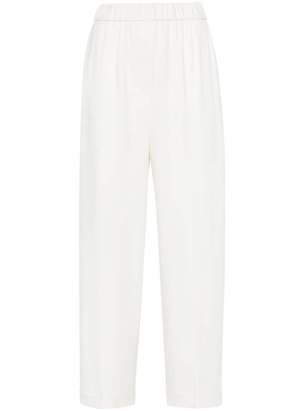 Peserico Pantaloni Con Vita Elasticizzata In White