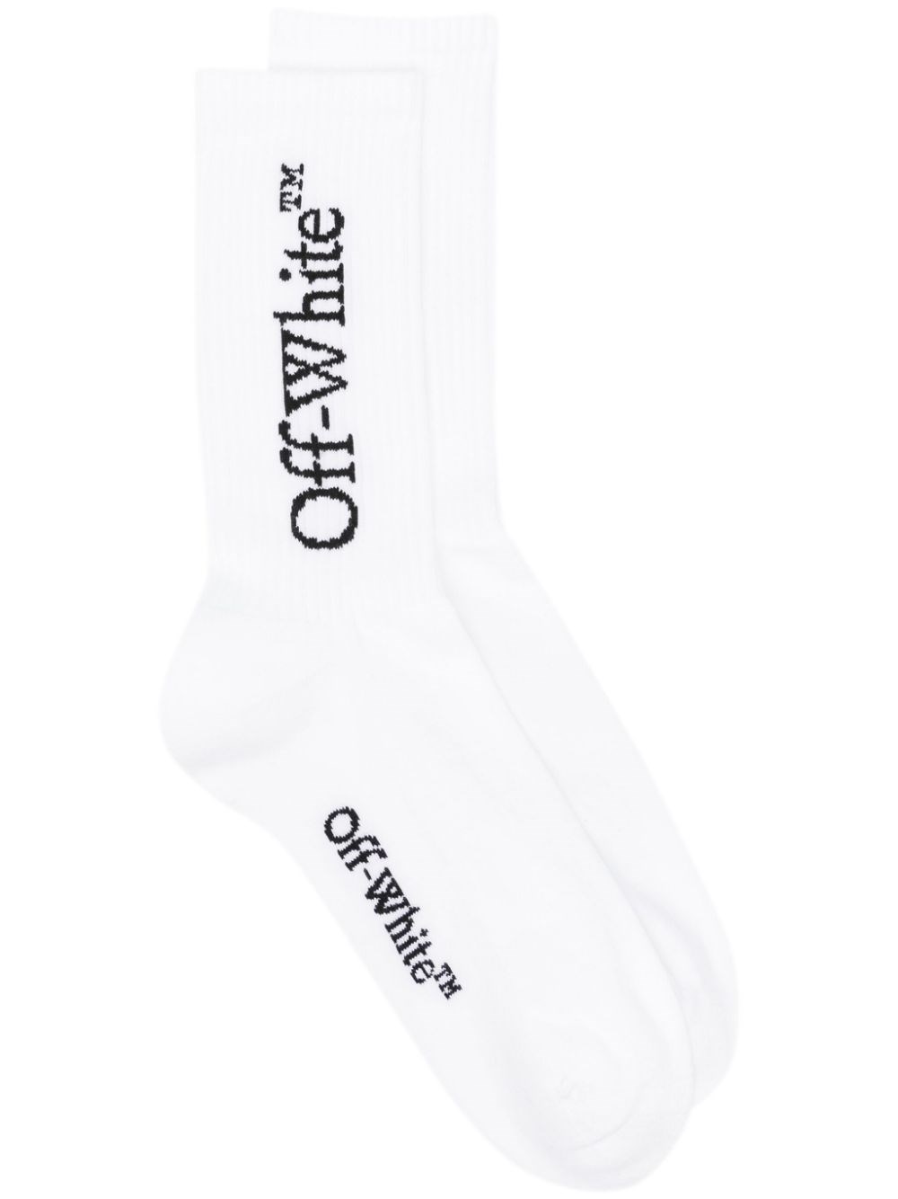 Off-white Bookish Logo-intarsia Socks In White