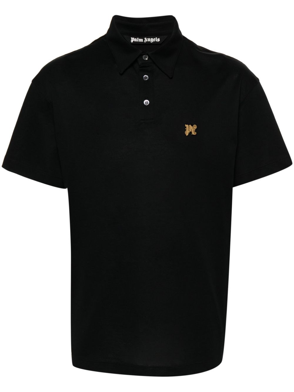 Shop Palm Angels Polo Monogram Pin In Black