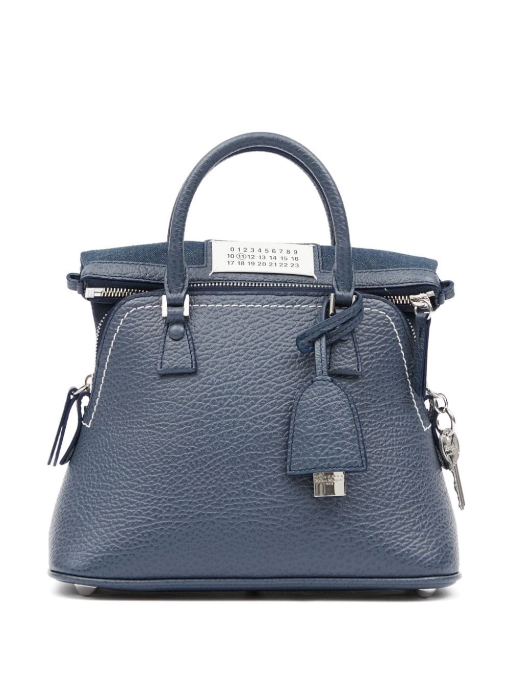 Maison Margiela 5ac Mini Grained Leather Top Handle Bag In Gray