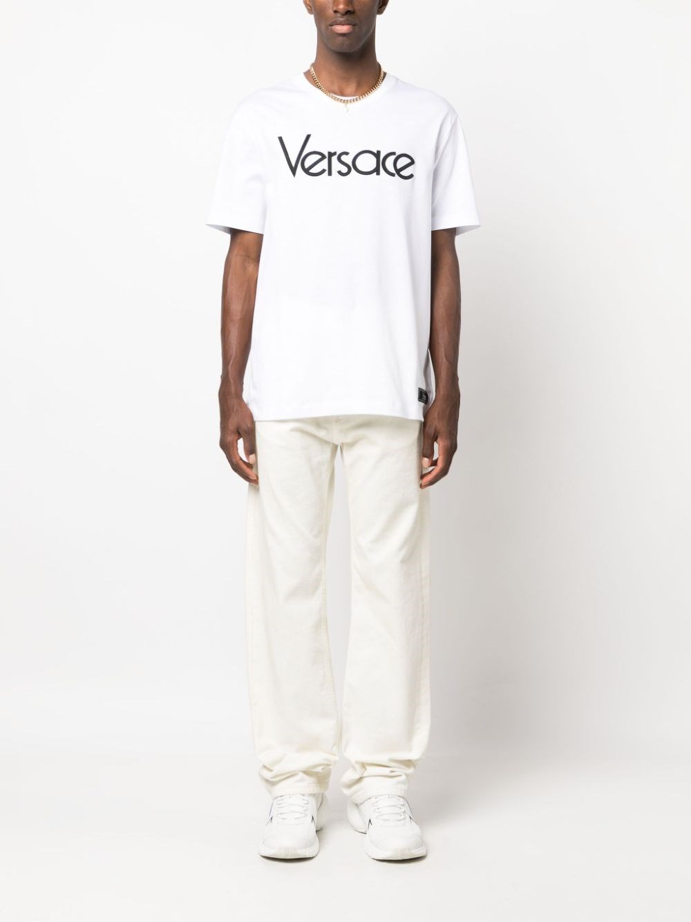 Versace T-shirt Con Ricamo In White