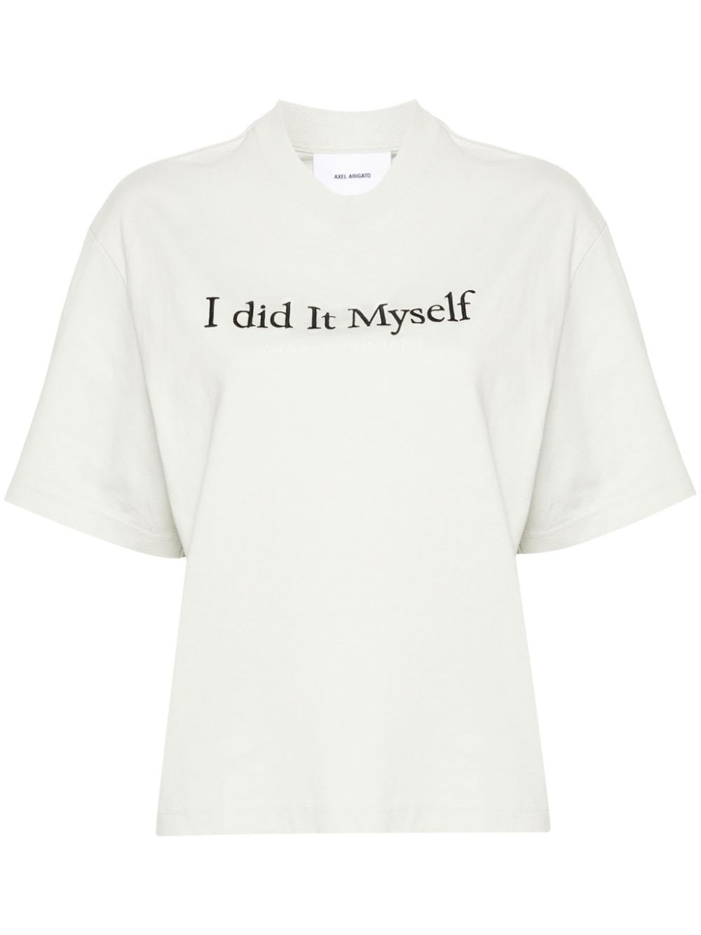 Axel Arigato Embroidered-slogan Organic-cotton T-shirt In Green