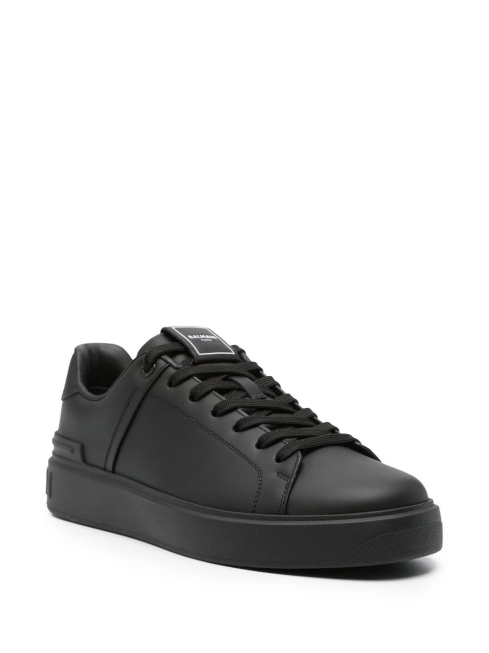 Shop Balmain Sneakers In Pelle Con Pannelli In Black