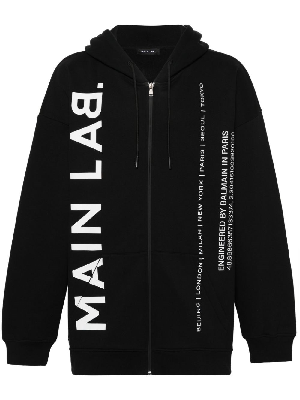 Shop Balmain Felpa Con Zip Main Lab In Black