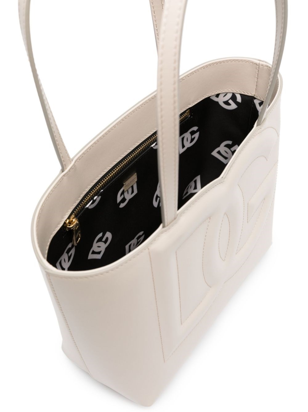 Dolce & Gabbana Dg Logo Leather Tote Bag In White