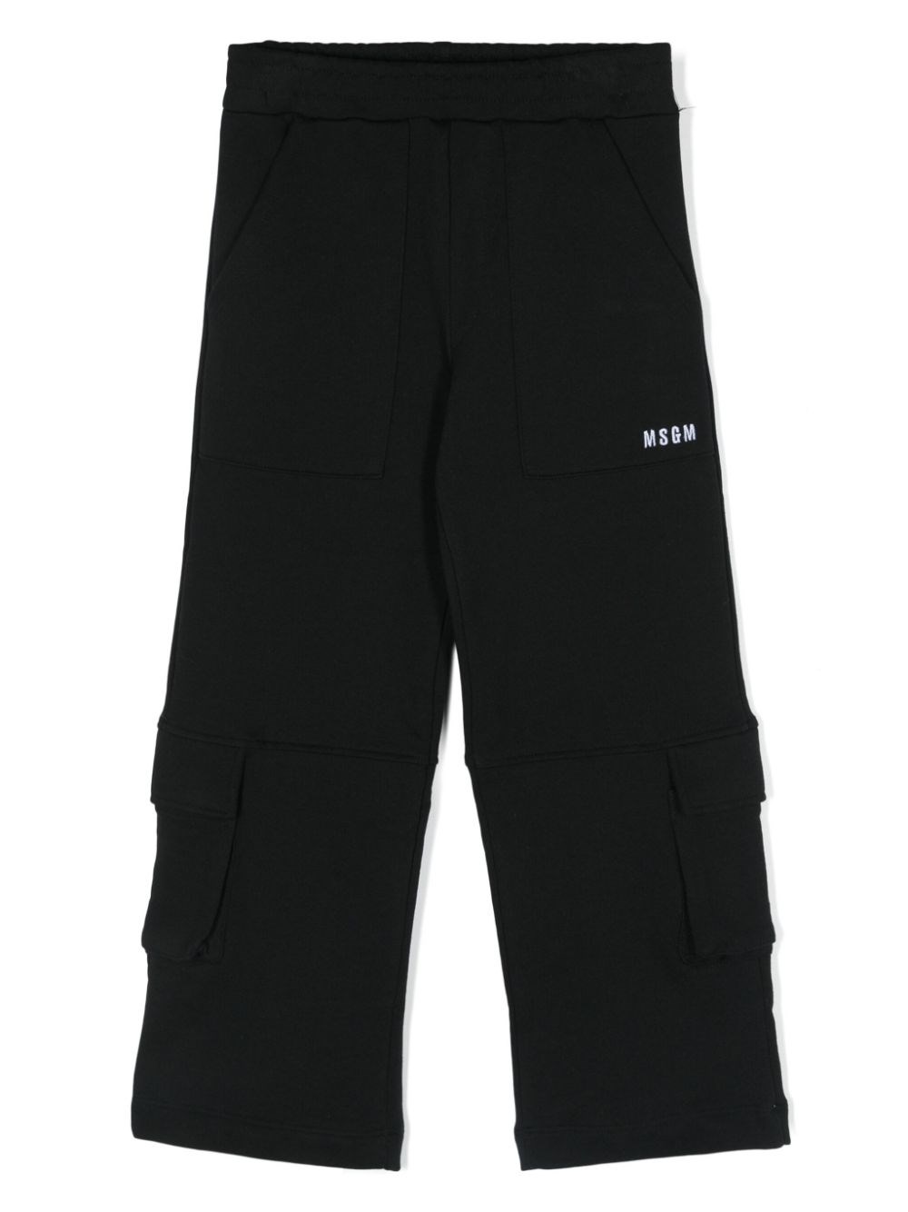 Msgm Kids' Straight-leg Cotton Track Pants In Black
