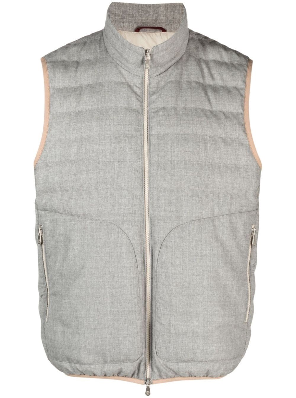 Brunello Cucinelli Gilet Imbottito Con Zip In Grigio