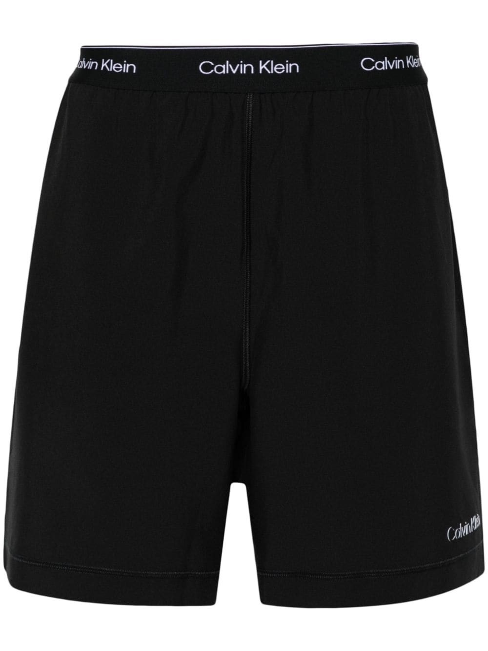 Shop Calvin Klein Sport Shorts Con Logo Gommato In Black