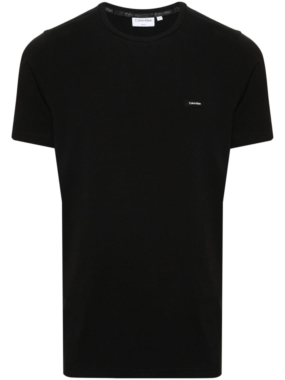 Calvin Klein Logo-patch Stretch-cotton T-shirt In Black