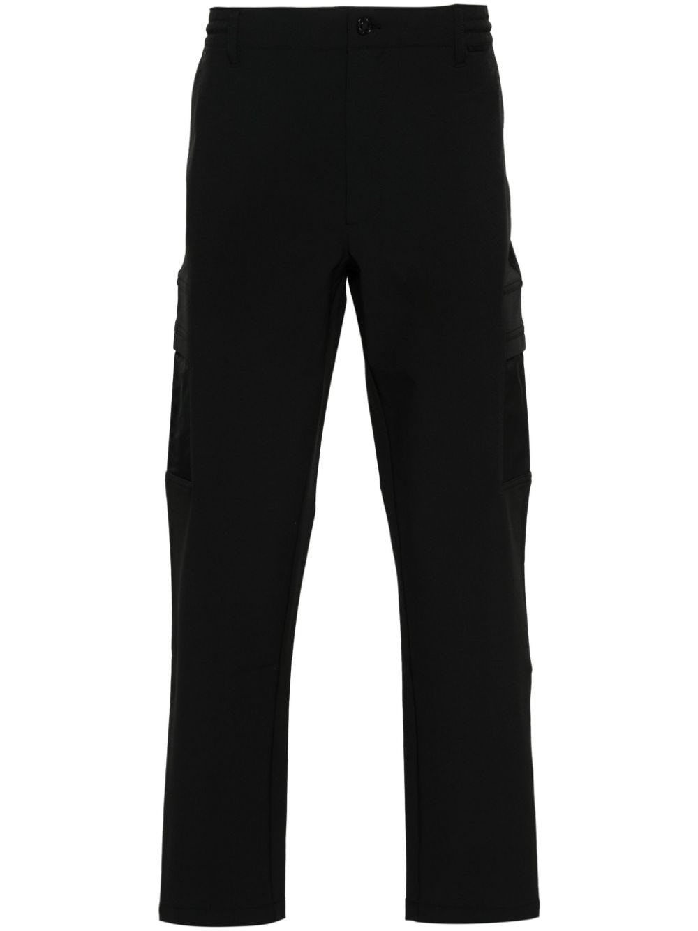 Calvin Klein Crinkled-effect Tapered-leg Cargo Trousers In Black