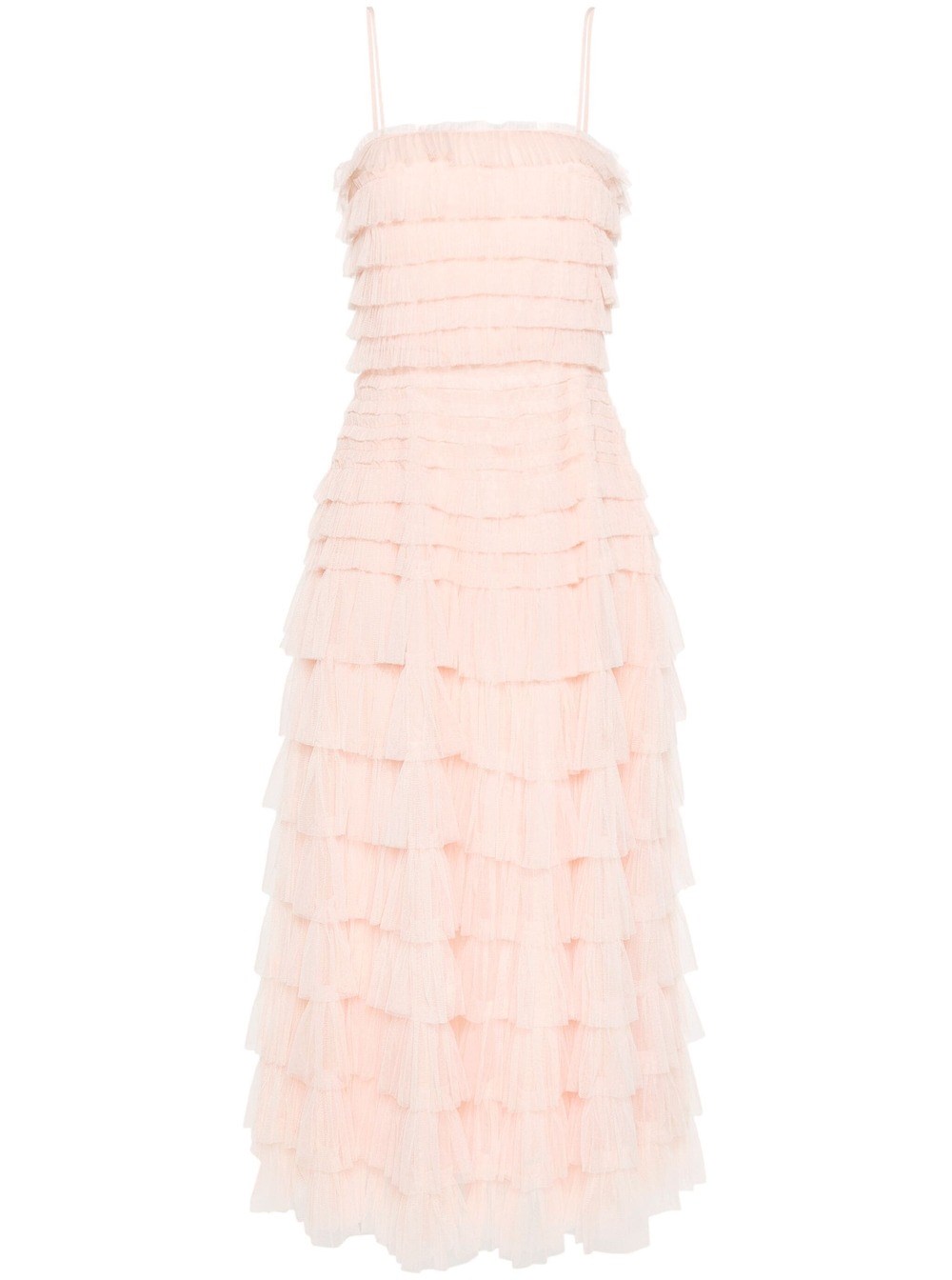 Twinset Ruffled-tulle Midi Dress In Pink
