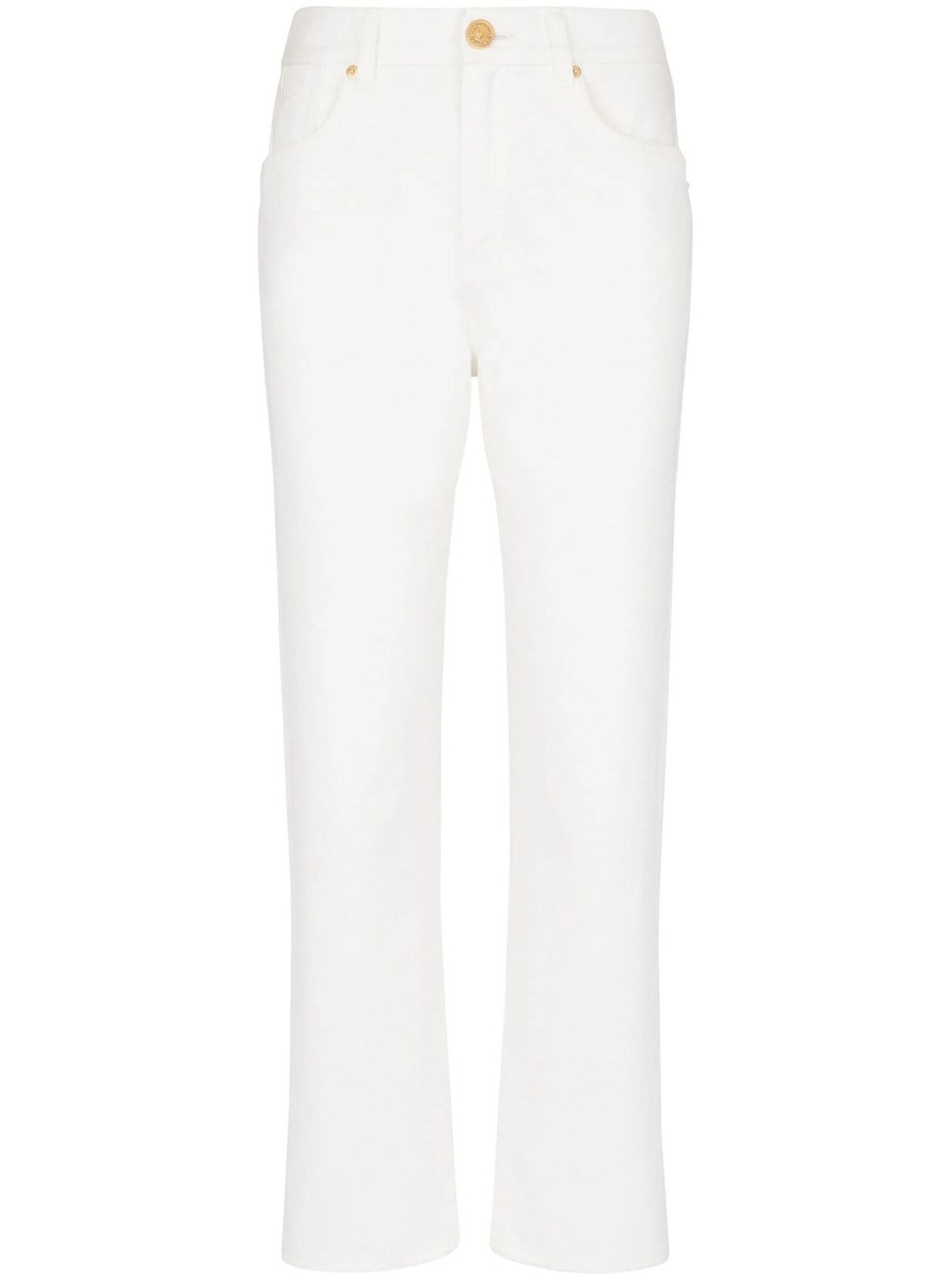 Shop Balmain Jeans Dritti A Vita Media In White