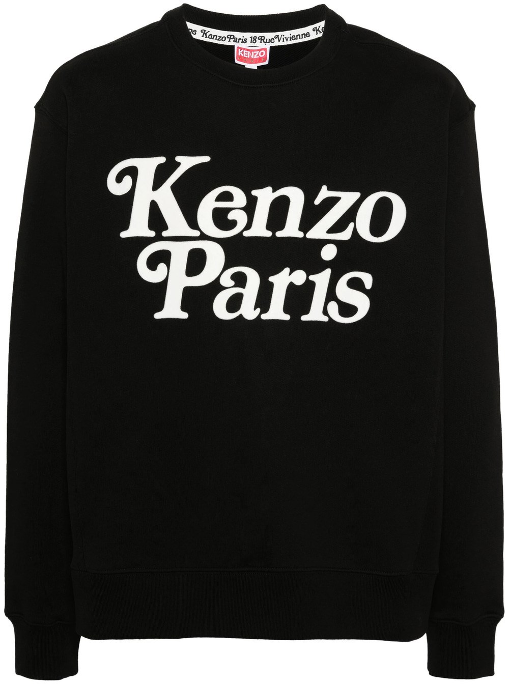 Shop Kenzo Felpa Verdy Con Logo Floccato In Black