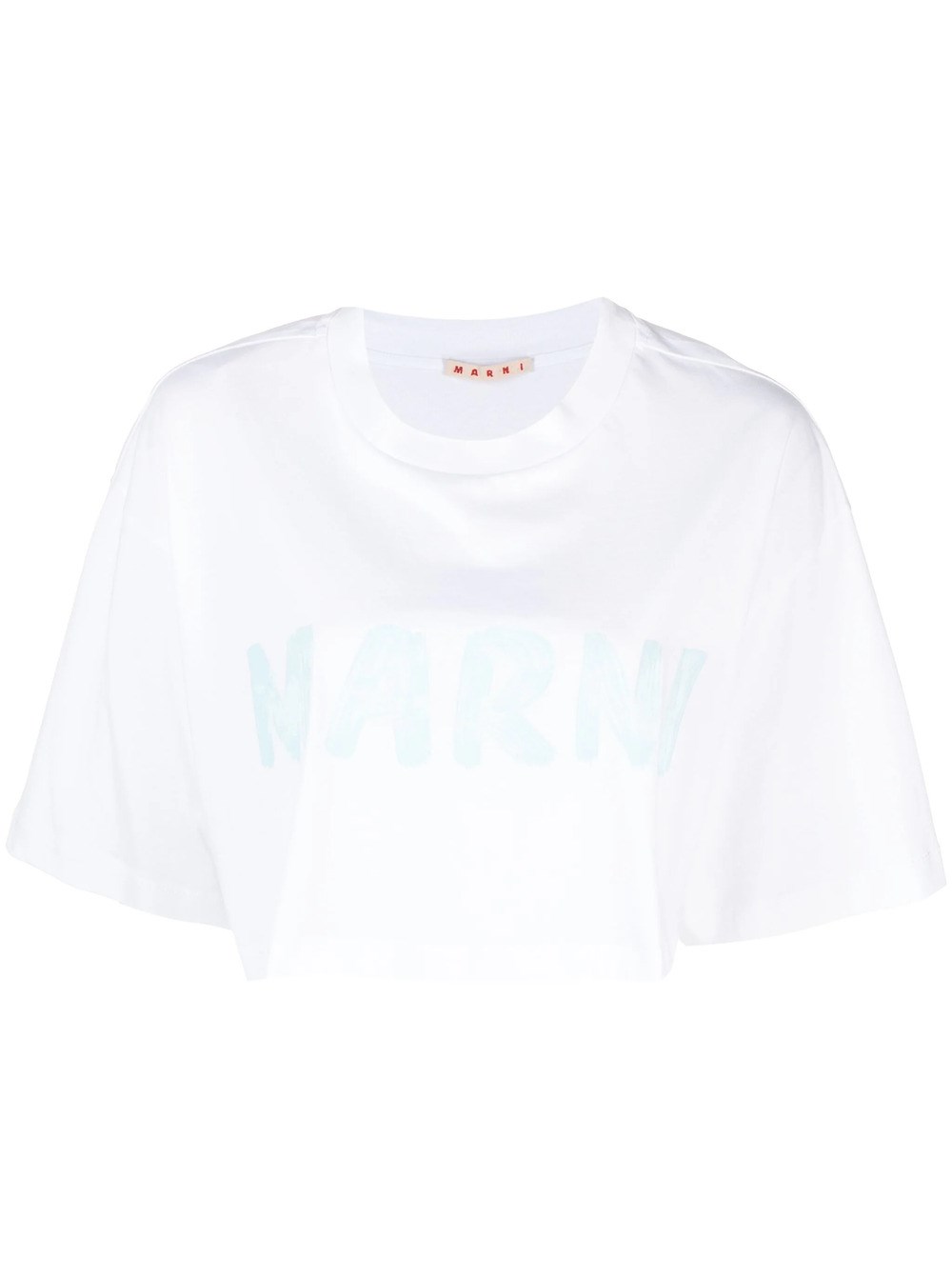 Shop Marni T-shirt Crop Con Stampa In White