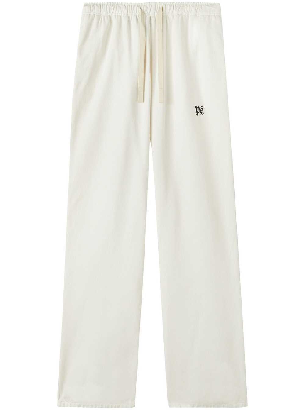 Shop Palm Angels Pantaloni Con Coulisse In White