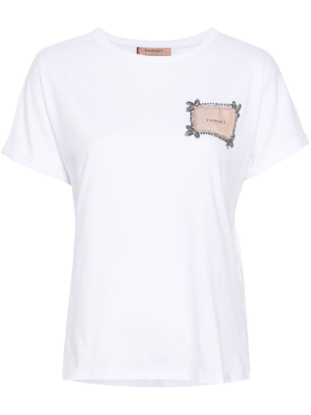 Shop Twinset T-shirt Con Applicazione In White