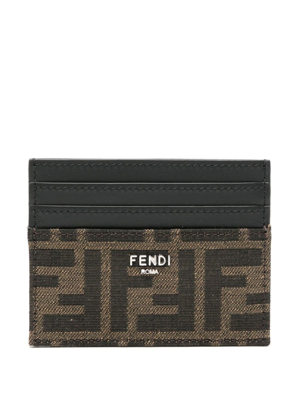 Fendi Portacarte Ff Portatessere In Tessuto Ff Marrone