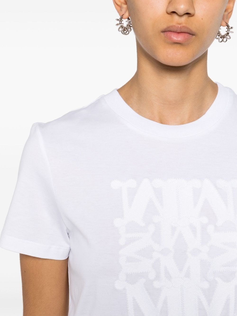 Shop Max Mara T-shirt In Cotone Con Applicazione In White