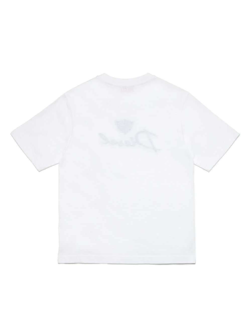 Shop Diesel Kids T-shirt Con Ricamo In White