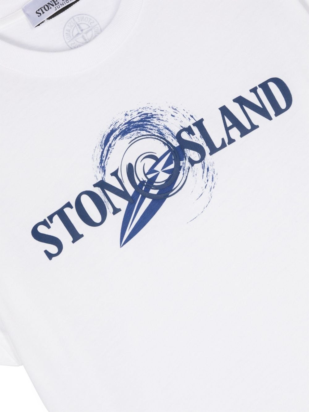 Shop Stone Island Junior T-shirt Con Applicazione In White