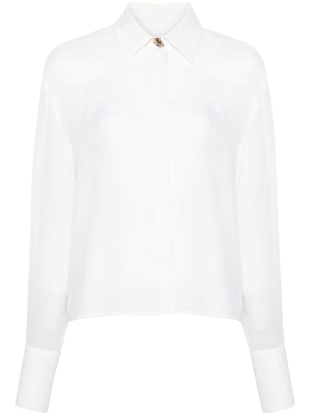 Genny Camicia Con Colletto Dritto In White