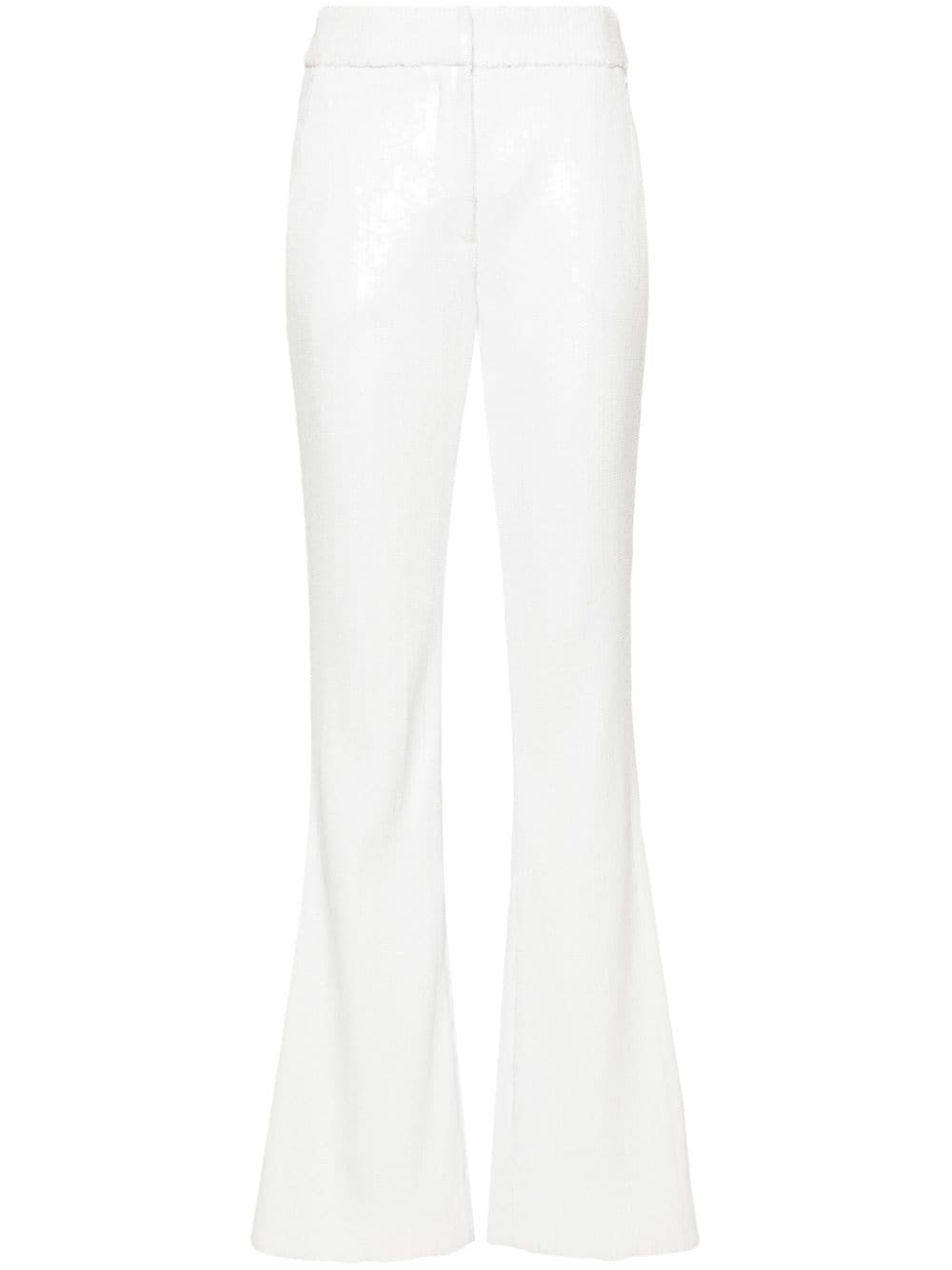 Shop Genny Pantaloni Svasati Con Paillettes In White