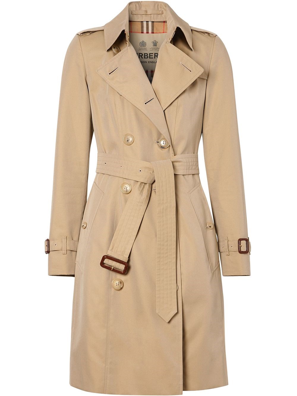 Shop Burberry Trench Chelsea Heritage Midi In Bianco