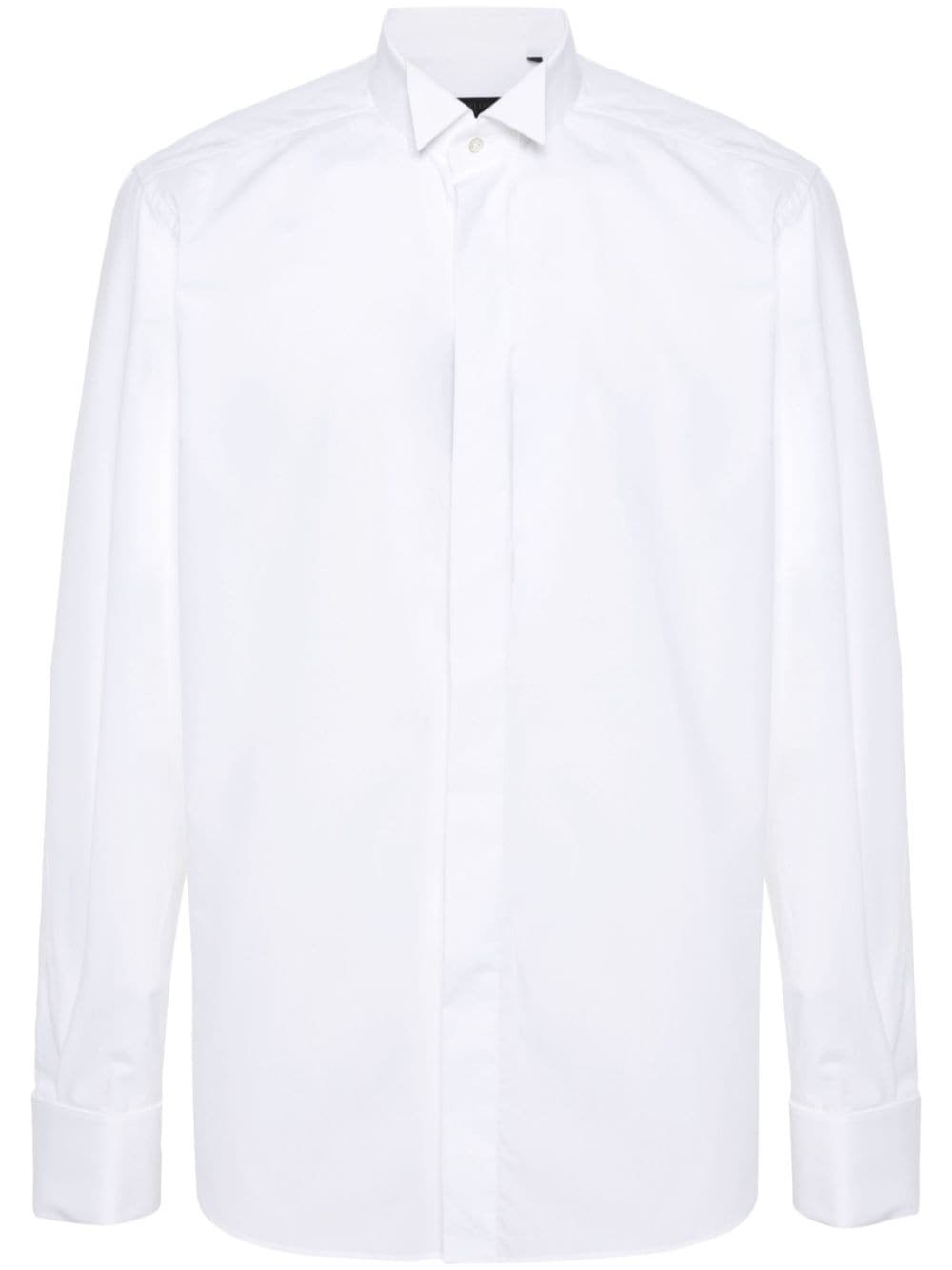 Corneliani Mens White Spread-collar Slim-fit Cotton-jersey Shirt