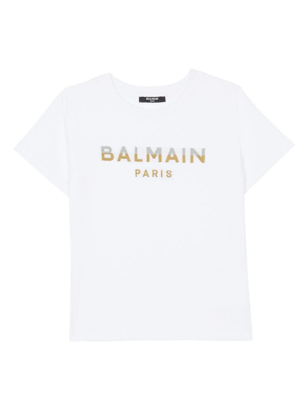 Balmain Kids' T-shirt Con Placca Logo In White