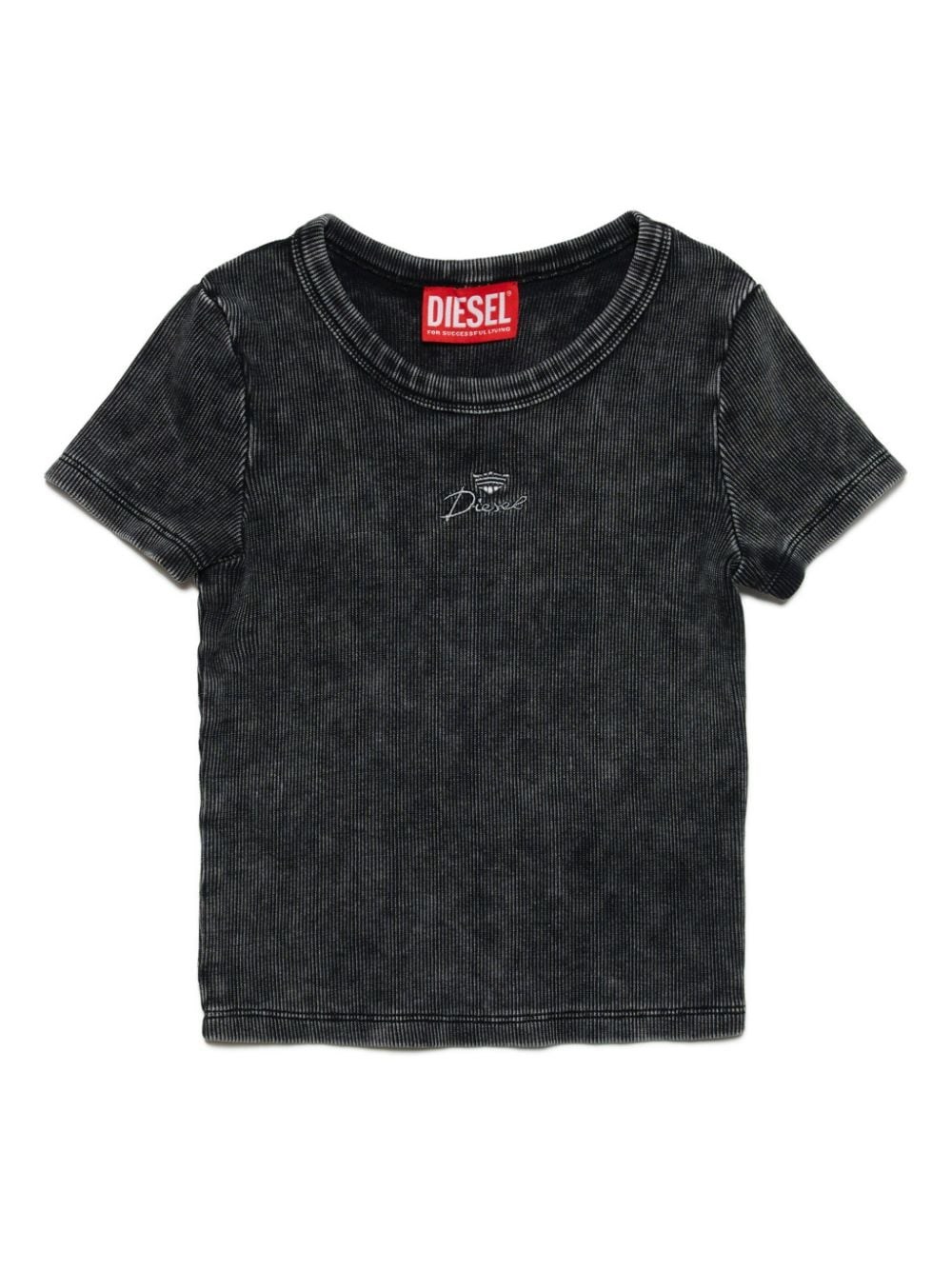 Shop Diesel Kids T-shirt A Coste Con Ricamo In Black