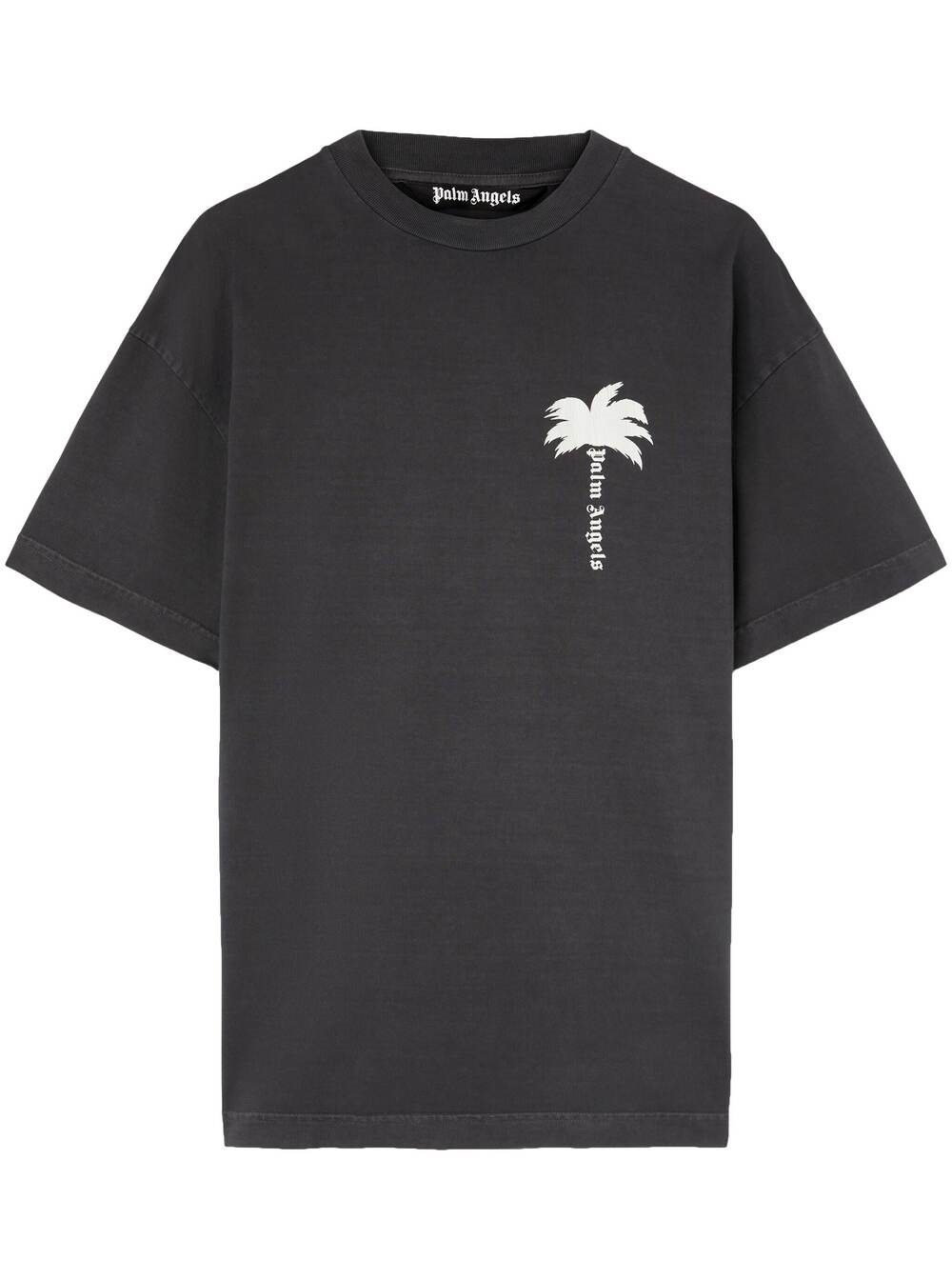 Shop Palm Angels T-shirt Con Stampa Palm Tree In Gray