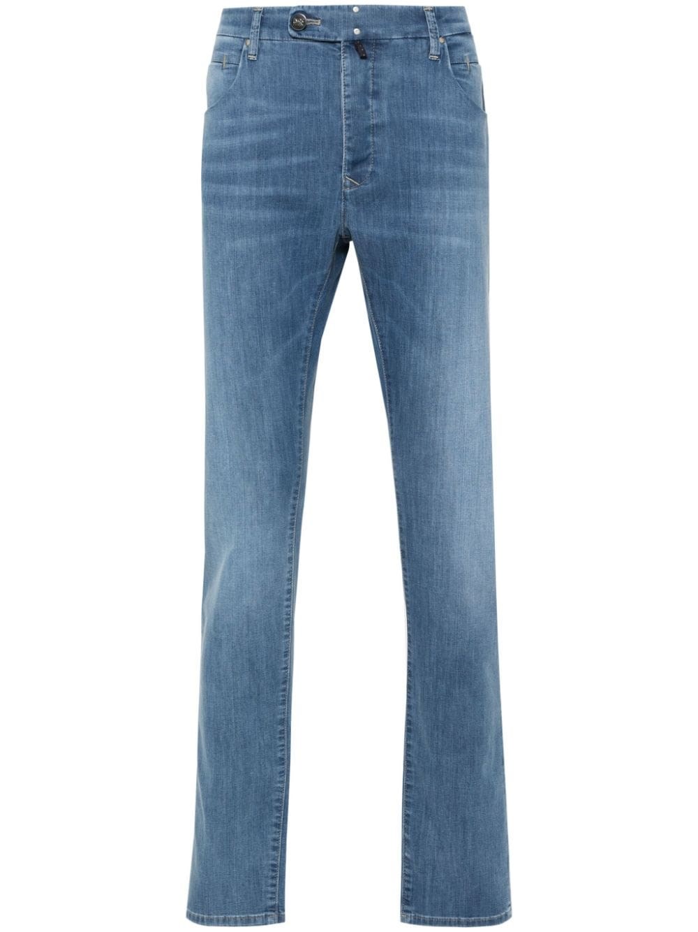 Shop Incotex Blue Incotex Jeans Affusolati Con Applicazione In Blue