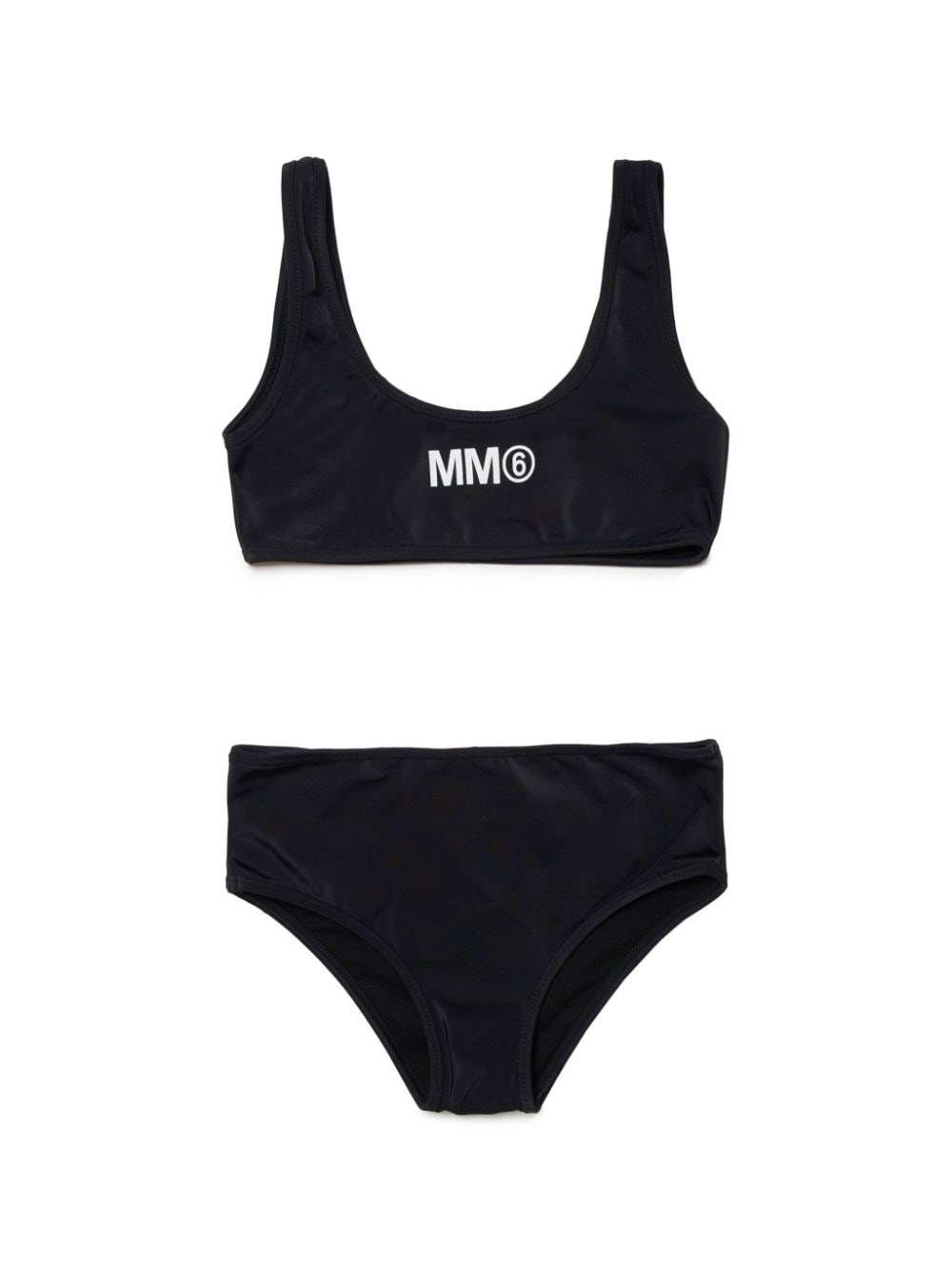 Mm6 Maison Margiela Logo-print Round-neck Bikini Set In Black