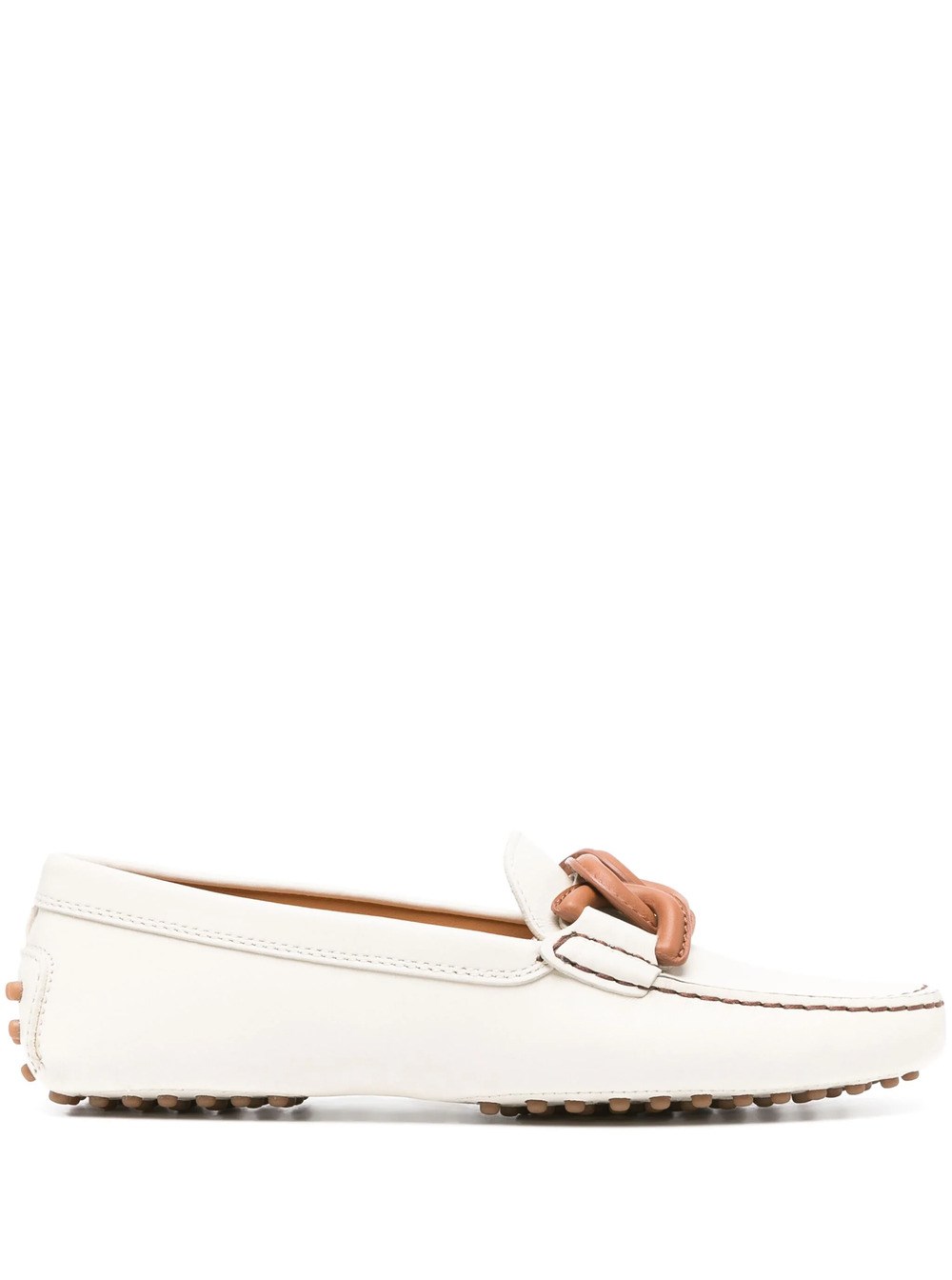 Tod's Women's Moccasin With Leather Chain Loafer In Black