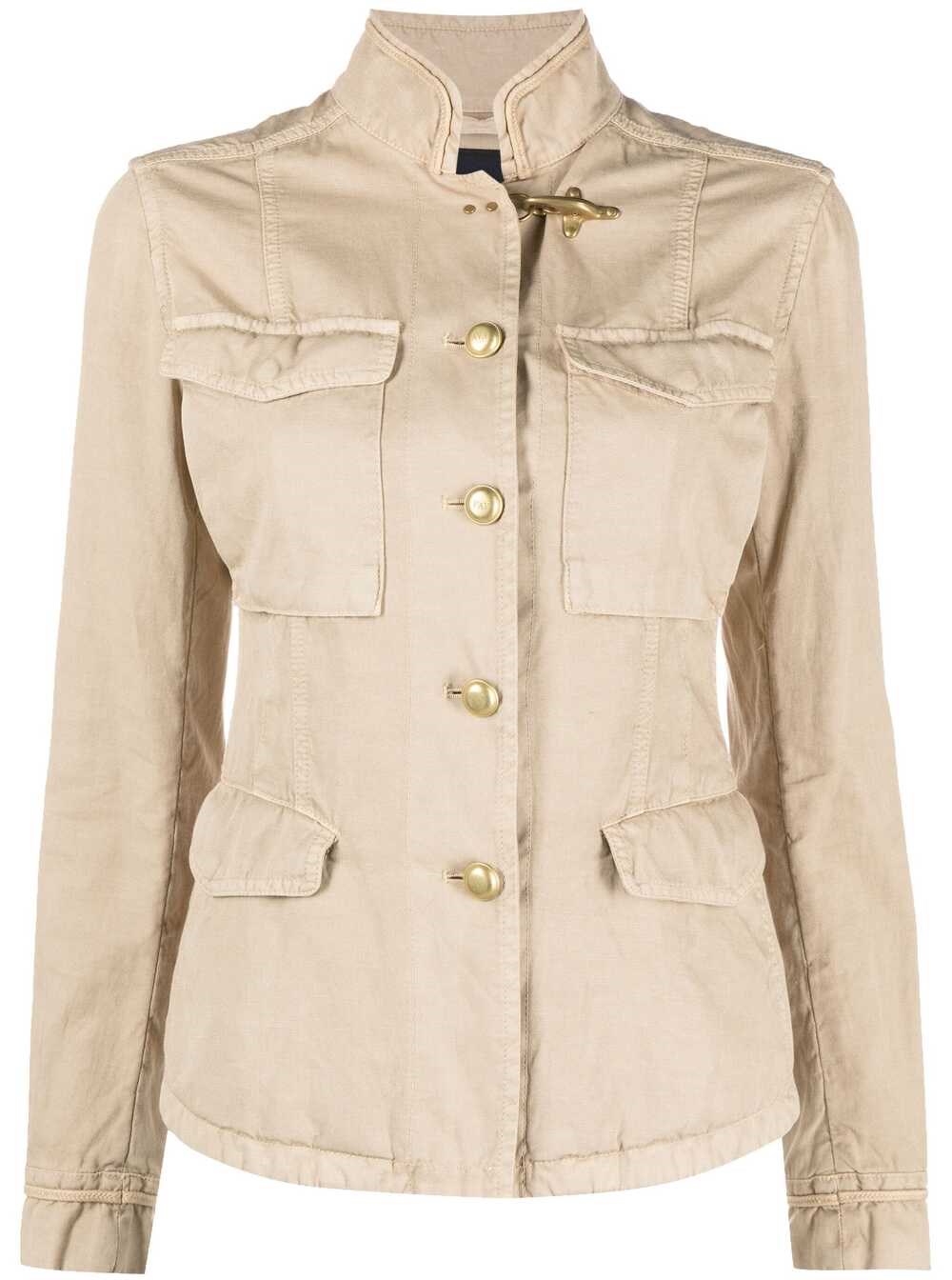 Shop Fay Giacca Stile Militare Sahariana In Brown
