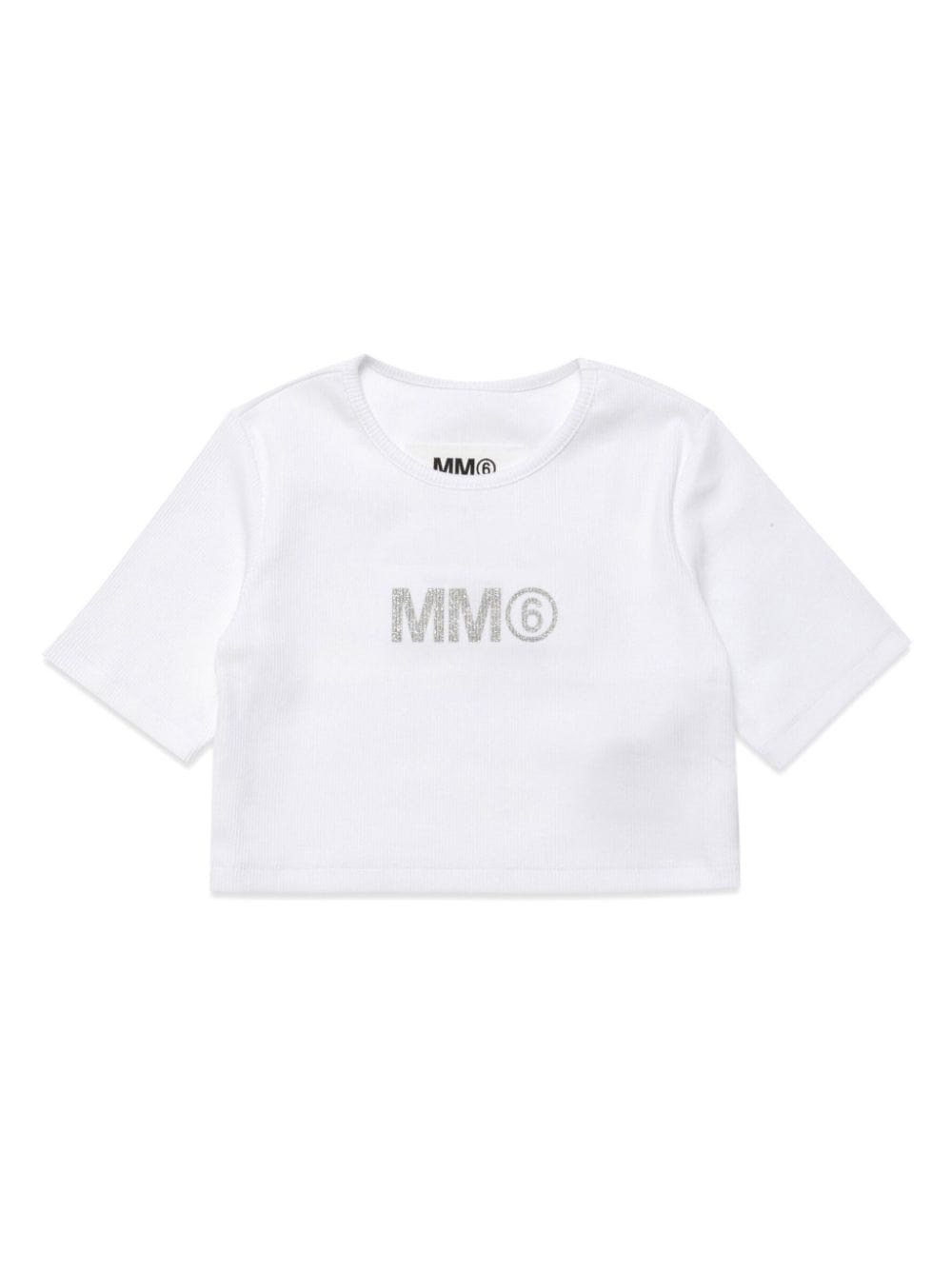 Mm6 Maison Margiela Kids Top Corto Con Stampa In White