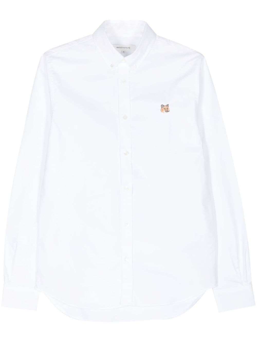 Shop Maison Kitsuné Camicia Con Ricamo Fox Head In White