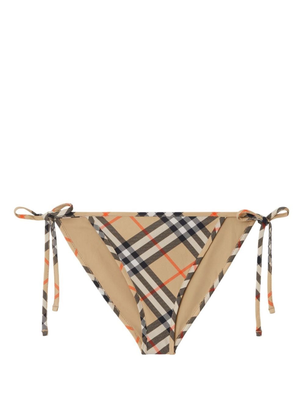 Shop Burberry Slip Bikini A Quadri In Bianco