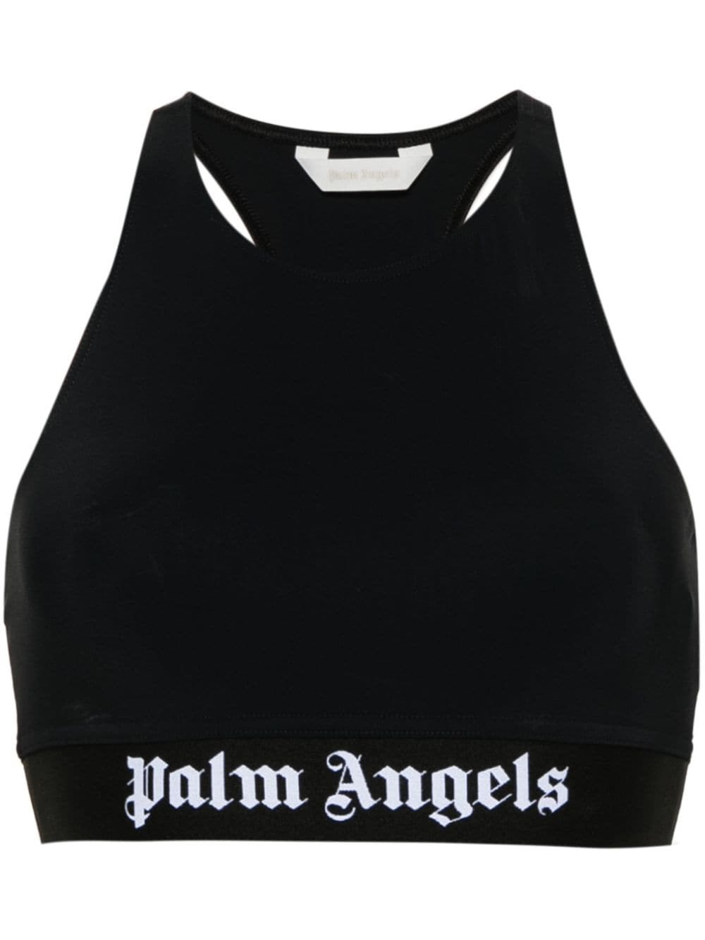 Palm Angels Top Crop Con Applicazione In Black