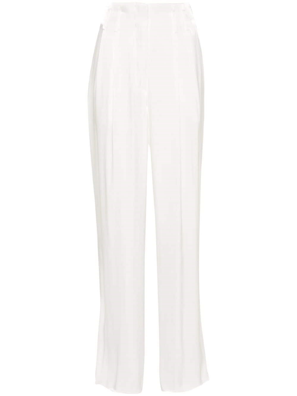 Genny Wide-leg Satin Trousers In White