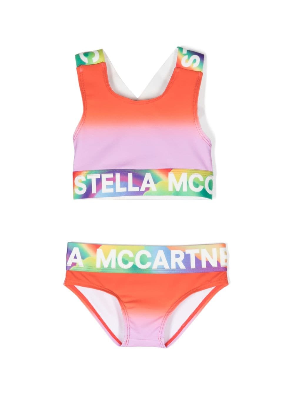 Shop Stella Mccartney Kids Bikini Con Banda Logo In Multi