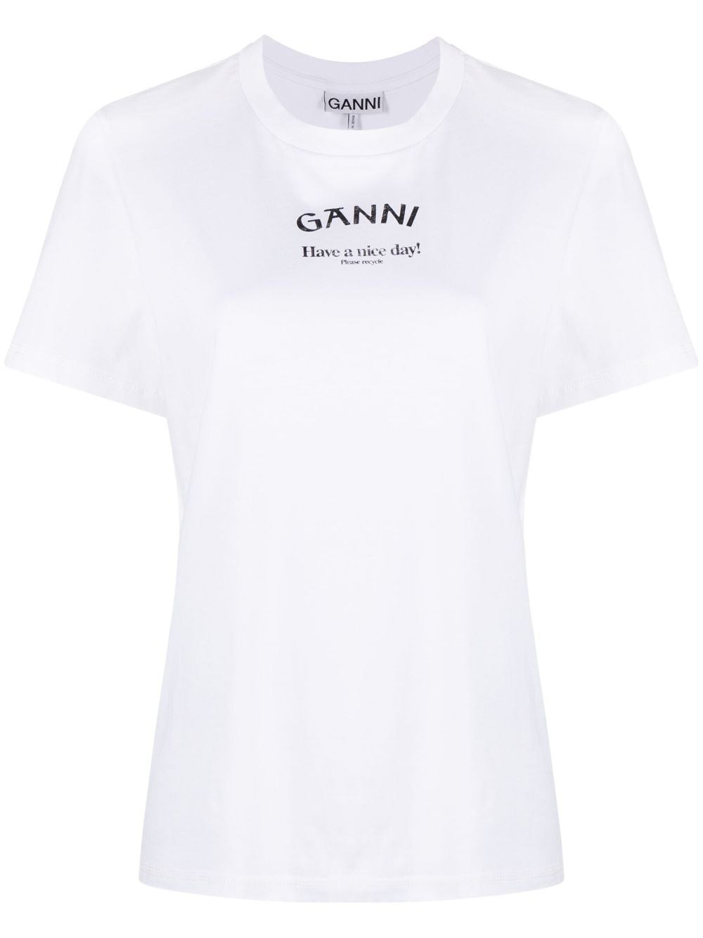 Shop Ganni T-shirt Con Stampa In Bianco